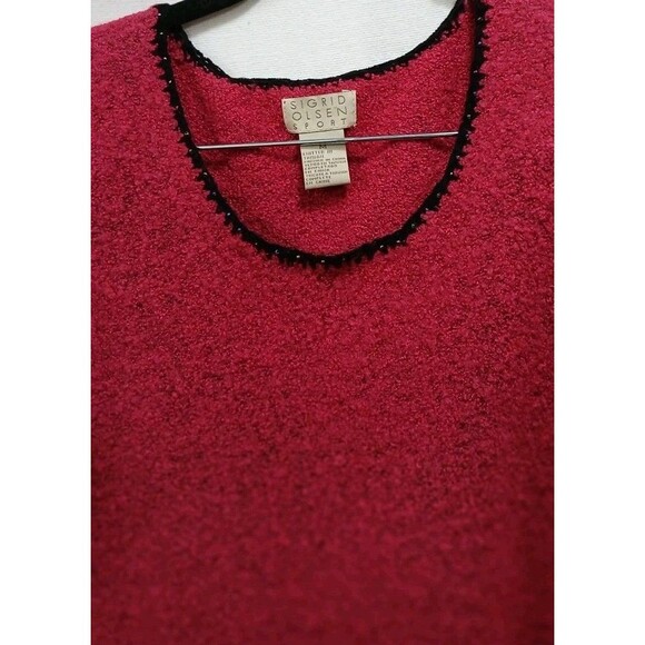 Vintage Dark Pink Sequin Cardigan & Tank Set Women’s M Wool Blend Elegant - Picture 8 of 10